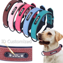 將圖片載入圖庫檢視器 Personalized Dog Collars adjustable Soft Leather Custom Dog Collar Name ID Tags For Cat puppy Large Dogs collar Pet Accessories