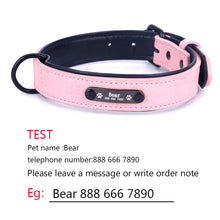 將圖片載入圖庫檢視器 Personalized Dog Collars adjustable Soft Leather Custom Dog Collar Name ID Tags For Cat puppy Large Dogs collar Pet Accessories