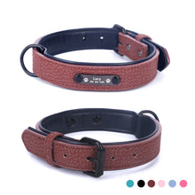 將圖片載入圖庫檢視器 Personalized Dog Collars adjustable Soft Leather Custom Dog Collar Name ID Tags For Cat puppy Large Dogs collar Pet Accessories