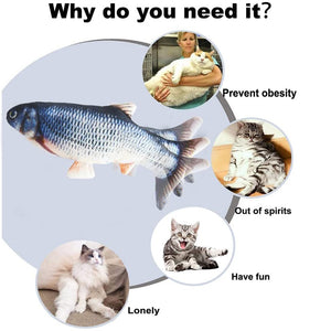 Electric Cat Toy Fish USB Charger Interactive Realistic Pet Cats Chew Bite Toys Catnip floppy Fish Cat toy Pet Supplies for Cats