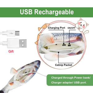 Electric Cat Toy Fish USB Charger Interactive Realistic Pet Cats Chew Bite Toys Catnip floppy Fish Cat toy Pet Supplies for Cats