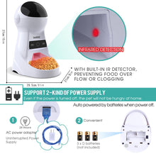將圖片載入圖庫檢視器 Iseebiz 3L Automatic Pet Feeder With Voice Record Pets food Bowl For Medium Small Dog Cat LCD Screen Dispensers 4 times One Day
