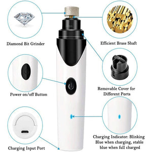 Painless  USB Charging Dog Nail Grinders Rechargeable Pet Nail Clippers Quiet Electric Dog Cat Paws Nail Grooming Trimmer Tools