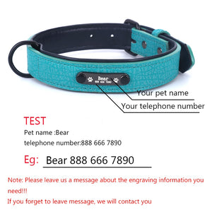 Personalized Dog Collars adjustable Soft Leather Custom Dog Collar Name ID Tags For Cat puppy Large Dogs collar Pet Accessories
