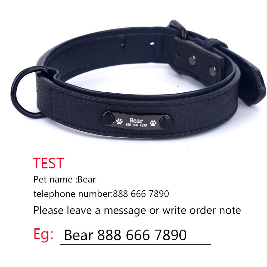 Personalized Dog Collars adjustable Soft Leather Custom Dog Collar Name ID Tags For Cat puppy Large Dogs collar Pet Accessories