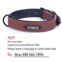 將圖片載入圖庫檢視器 Personalized Dog Collars adjustable Soft Leather Custom Dog Collar Name ID Tags For Cat puppy Large Dogs collar Pet Accessories
